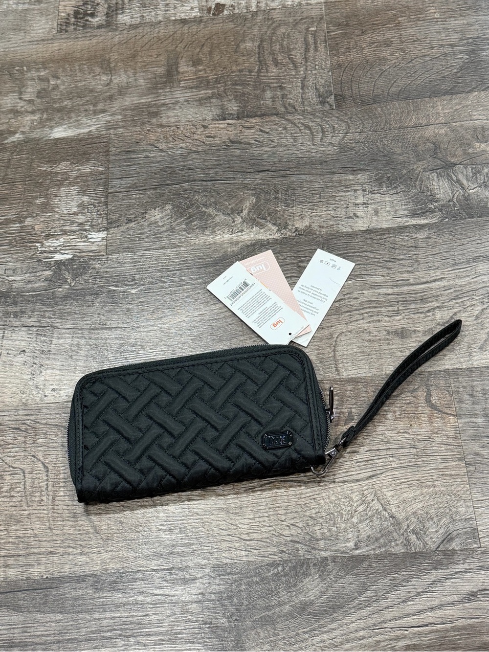 Lug Quilted Black Wristlet Wallet